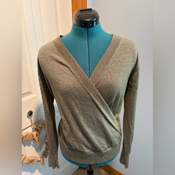 J. Crew Merino Wool Metallic Olive Sweater - Picture 4 of 9